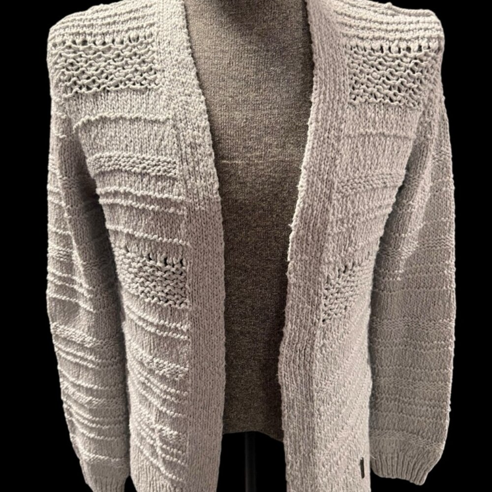 Abercrombie & Fitch Women XS Gray Crochet Knit Long Sleeve Open Front Cardigan